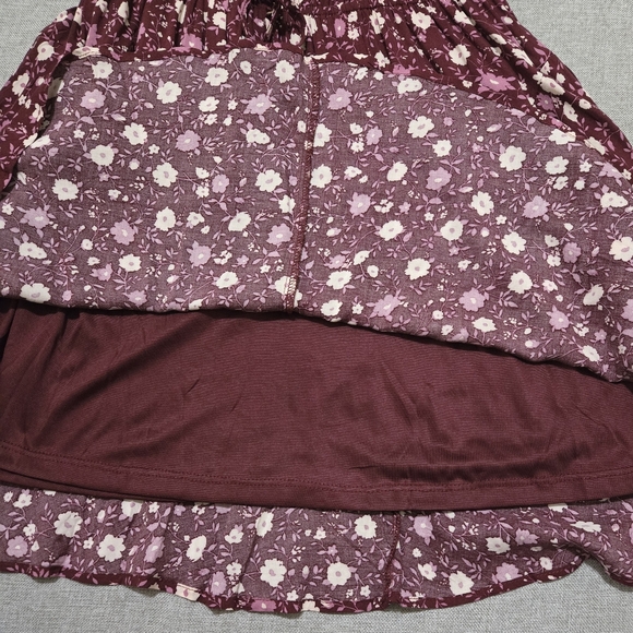 BLU PEPPER Floral Boho Mini Dress Long Balloon Sleeves Plum Purple Size Large - Picture 16 of 16